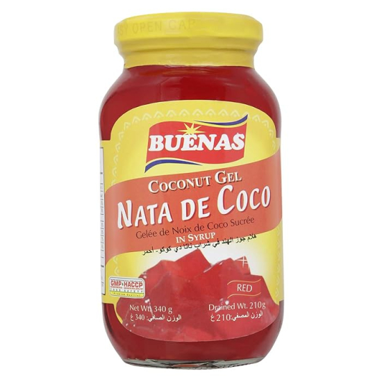 [ASIA-3021] Buenas Coconut Gel Nata De Coco In Syrup Red 340g