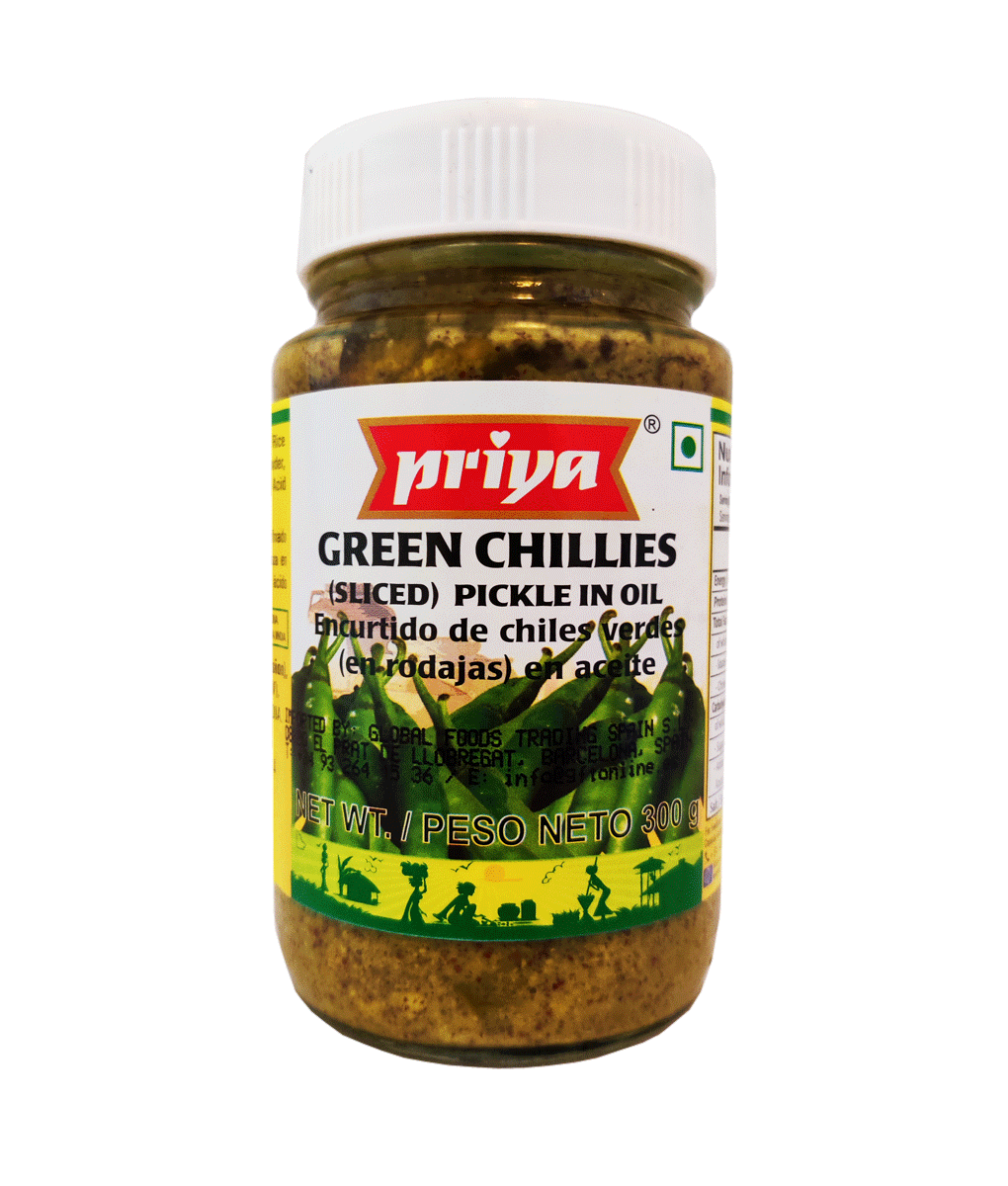 Priya Green Chilli Pickle Without Garlic 300g