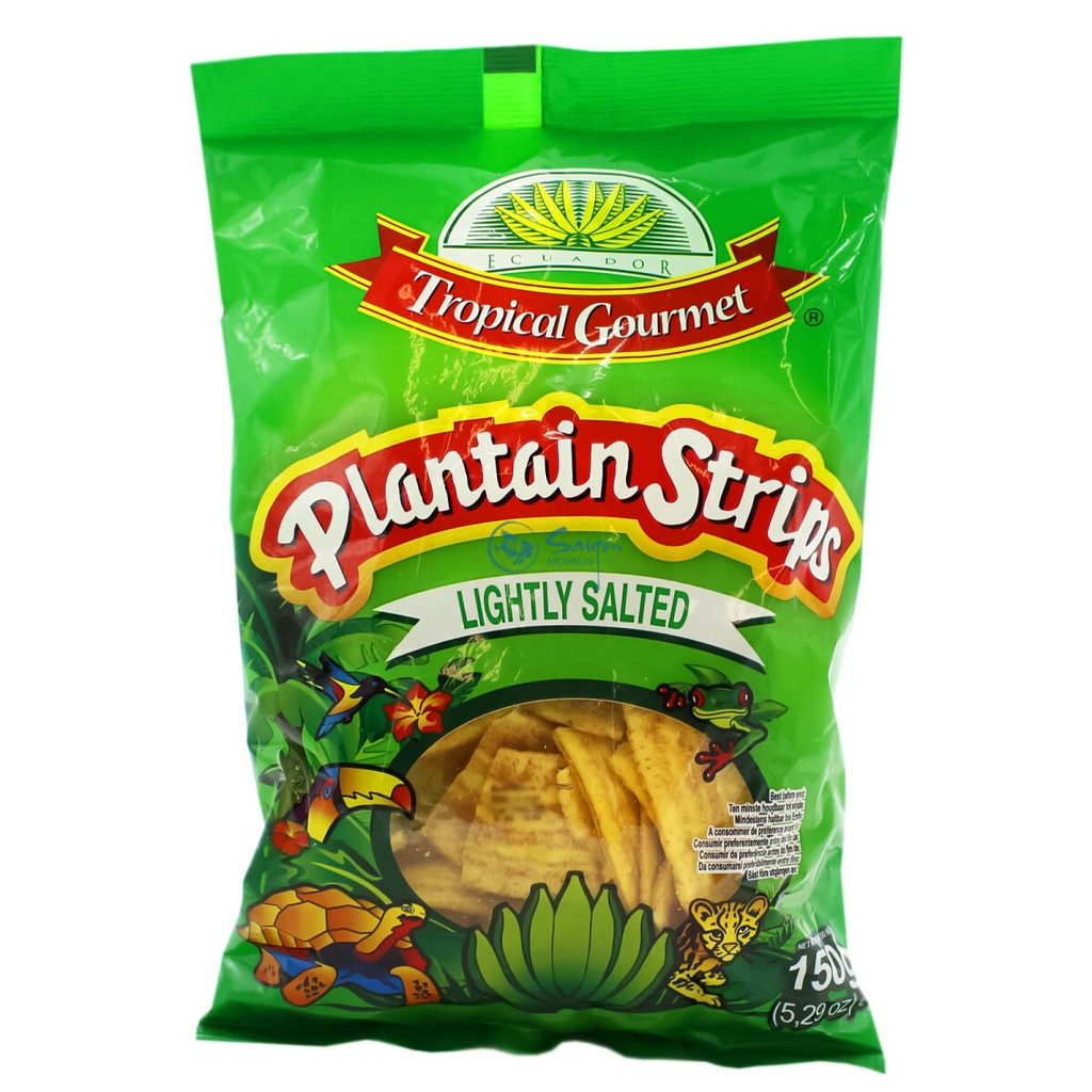 Tropical Gourmet Plantain Chips Strips Lightly Salted 150g