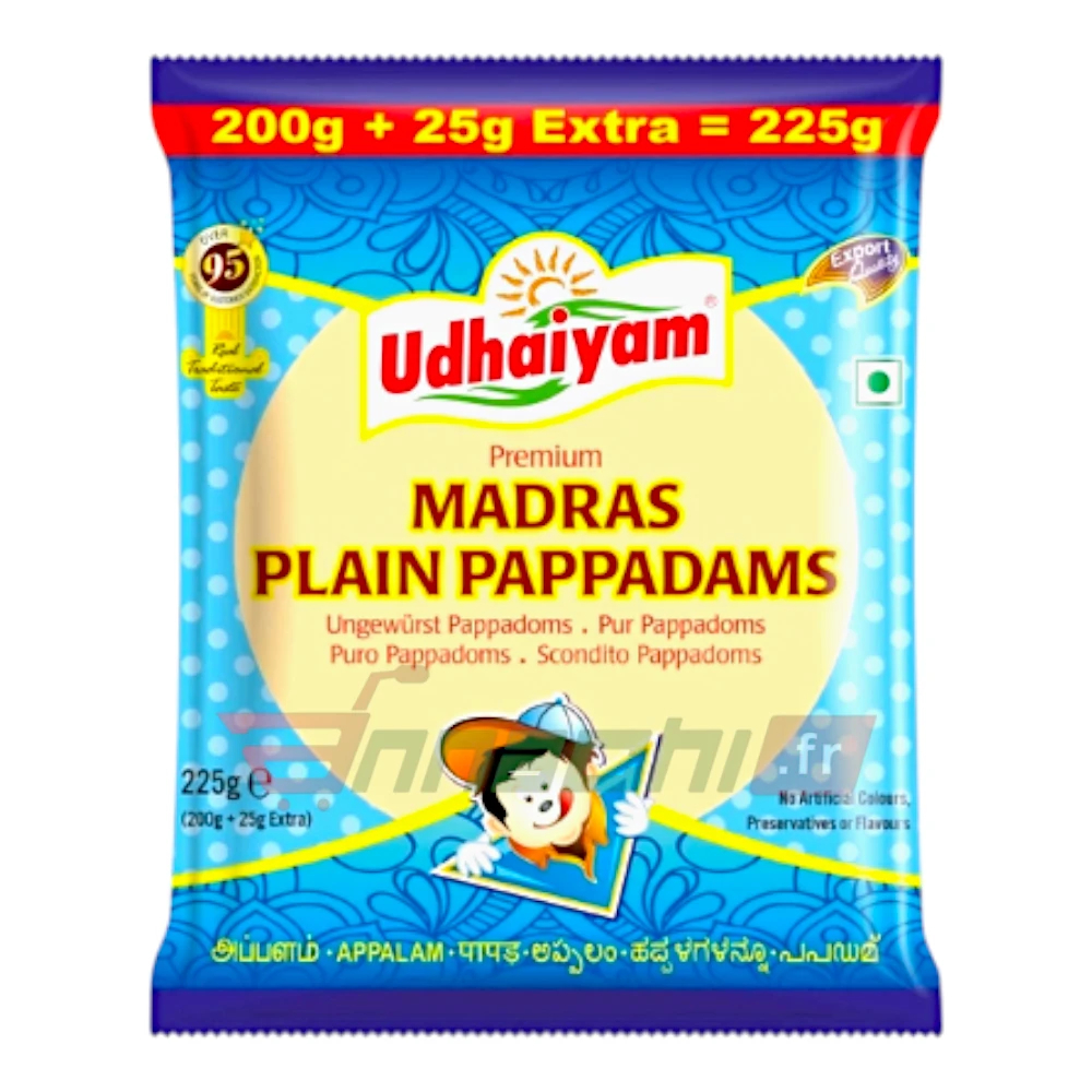 [SNCK-3027] Tasty Nibbles Papady Madras Plain Pappadams Udhaiyam 225g