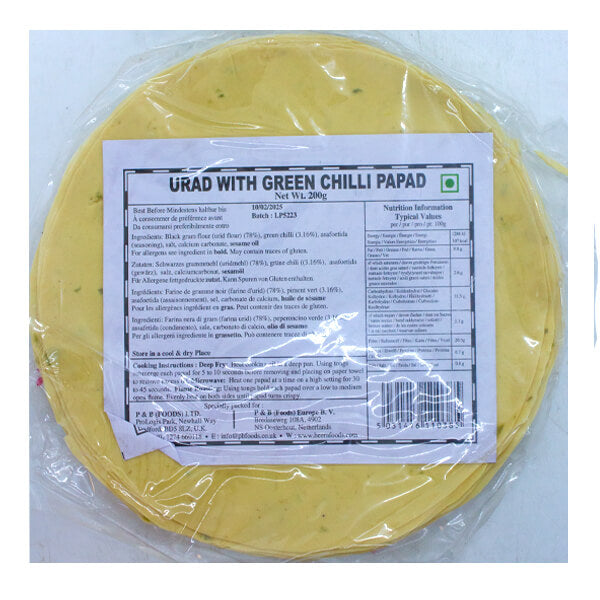 [SPIC-2034] Lijjat Urad With Green Chilli Papad 200g