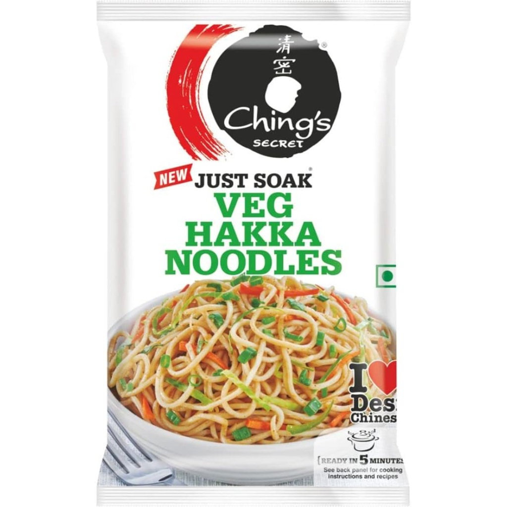 Ching's Secret Just Soak Veg Hakka Noodles, Pouch 560g