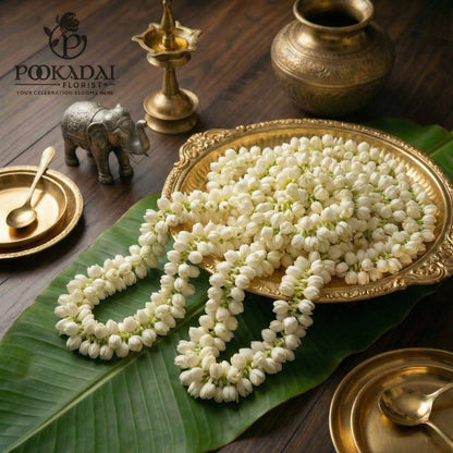 [FRES-3018] Fresh Thick Jasmine Garland (Mallikai Saram, Mulam) from Sri Lanka